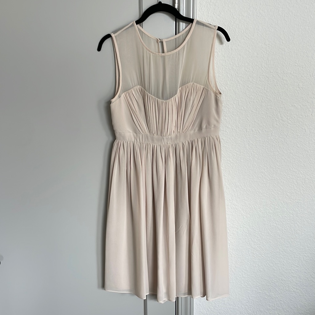 Blush / Nude Silk Chiffon Cocktail Or Bridesmaid Dress